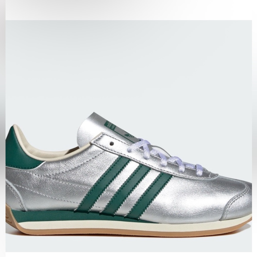 Adidas Women's Country OG 'Silver Metallic/Green' Sneakers Sz 9 - Picture 4 of 4